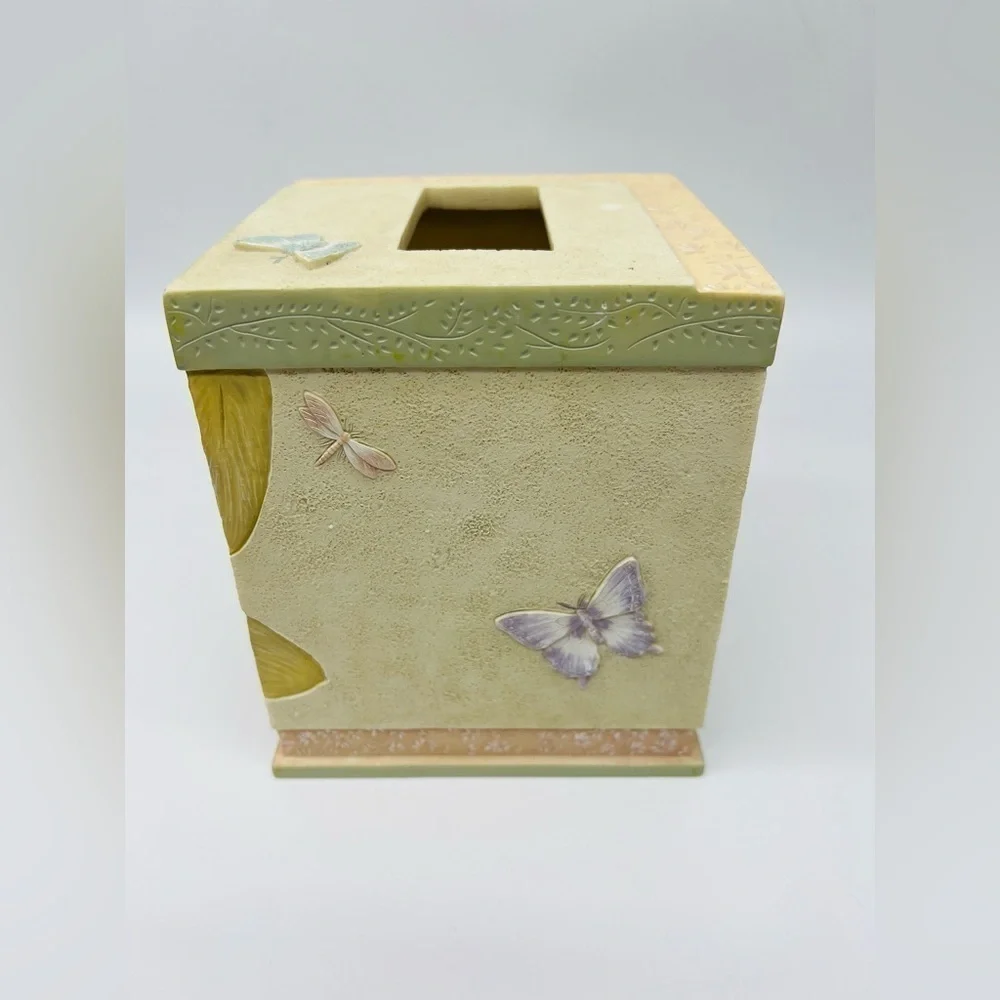 Charter Club hand painted tissue box with butterflies